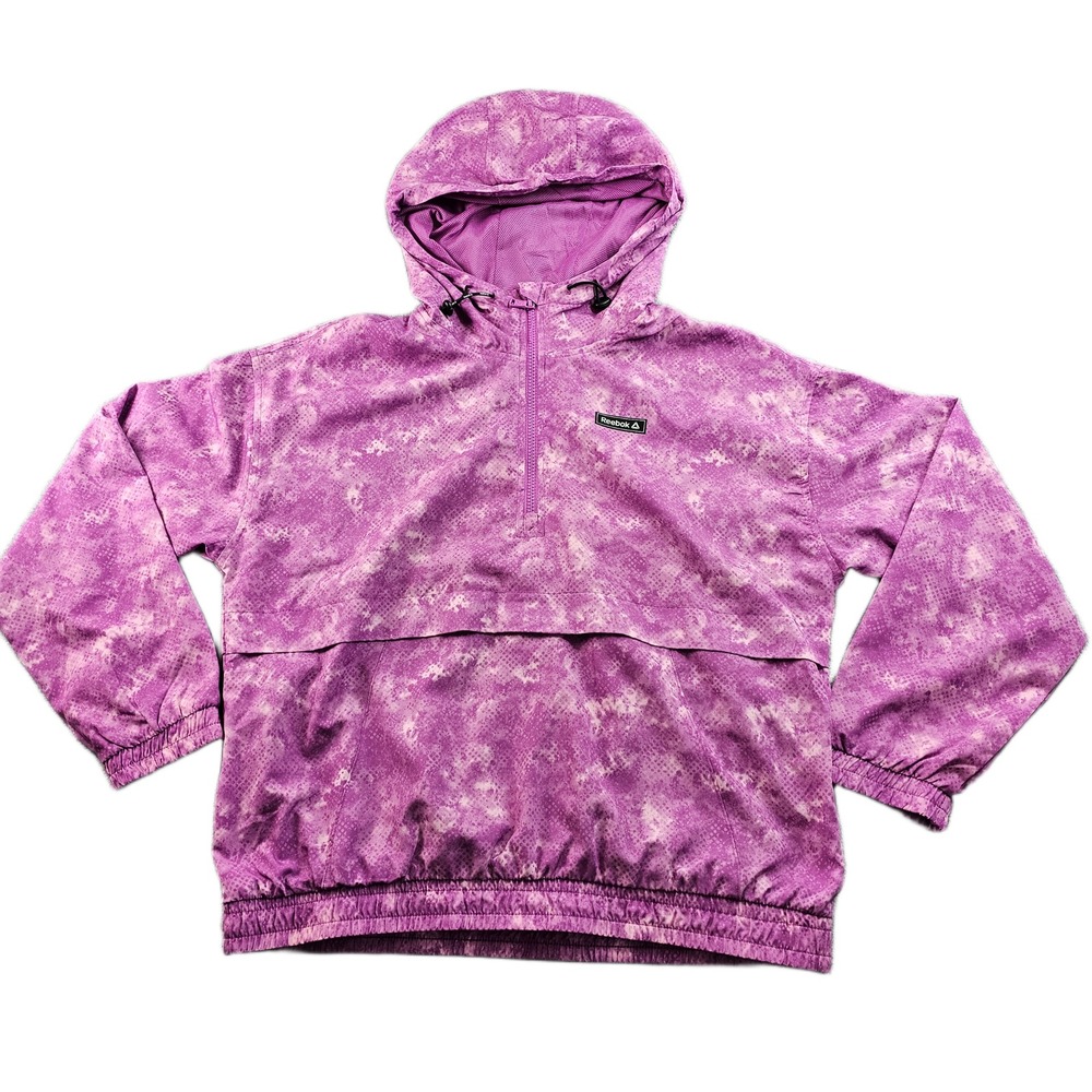 Reebok Running Windbreaker Jacket‎ Womens Purple Long Sleeve Hooded Quarter Zip